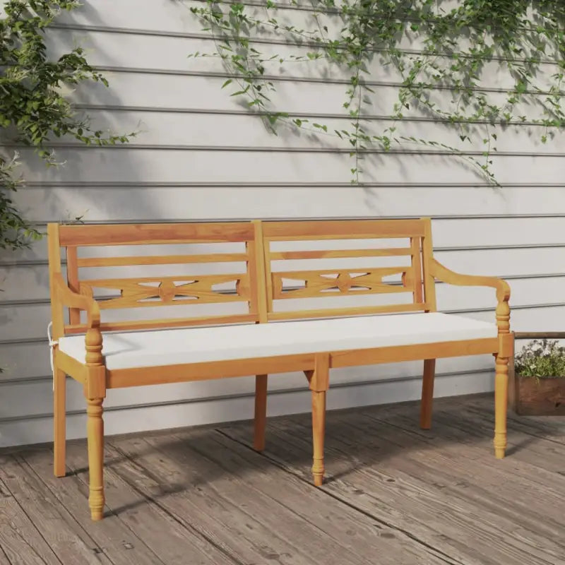 Tuinbank van massief teakhout met whitewash afwerking voor tuin en terras - Wit / 150 cm / 1 - Tuinbanken