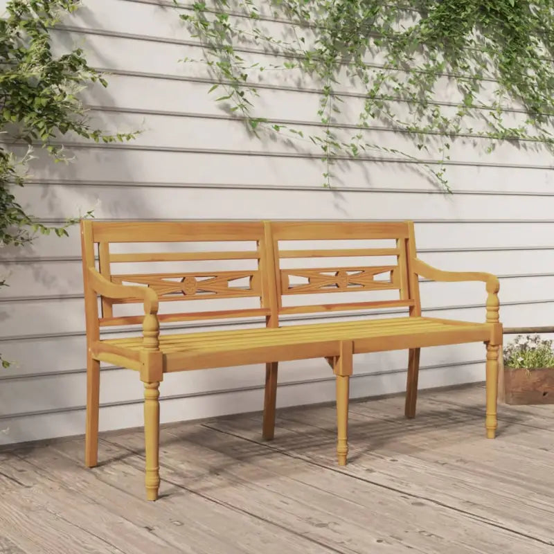 Tuinbank van massief teakhout met whitewash afwerking voor tuin en terras - Bruin / 150 cm / 1 - Tuinbanken