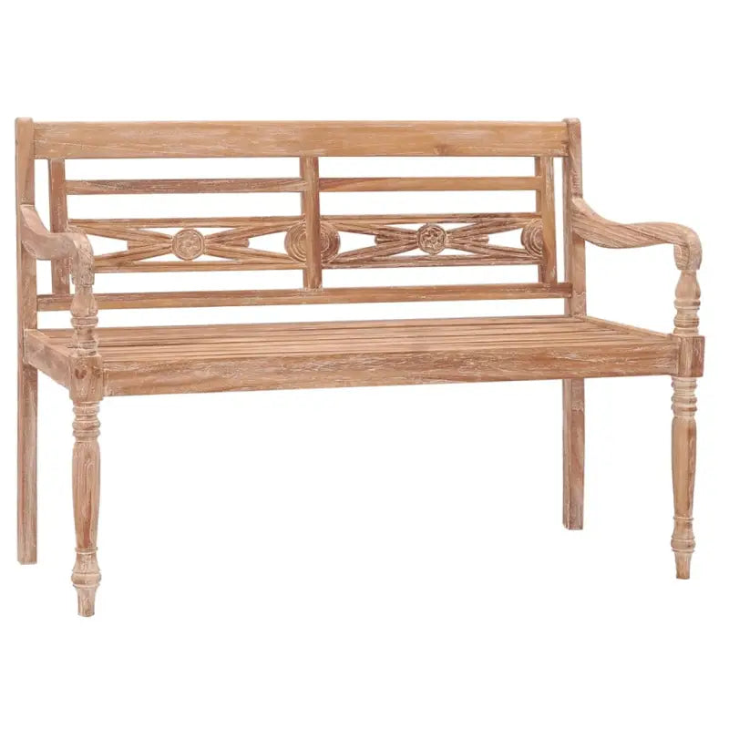 Tuinbank van massief teakhout met whitewash afwerking voor tuin en terras - Lichtbruin / 120 cm / 1 - Tuinbanken