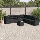 Tuinbank van Poly Rattan met comfortabele zitervaring en gepoedercoat staal - Zwart / Met tafel - Tuinsets