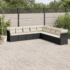 Tuinbank van Poly Rattan met comfortabele zitervaring en gepoedercoat staal - Zwart en crème / Zonder tafel - Tuinsets