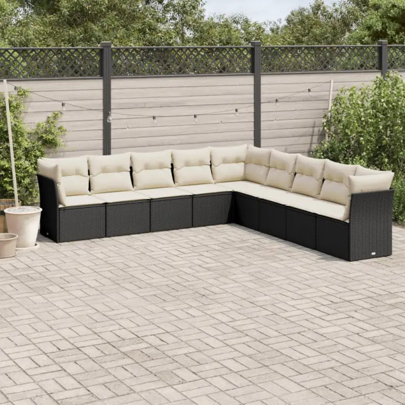 Tuinbank van Poly Rattan met comfortabele zitervaring en gepoedercoat staal - Zwart en crème / Zonder tafel - Tuinsets