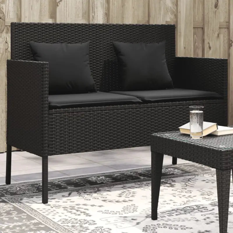 Tuinbank van poly rattan met waterdichte zak voor andere spullen - Zwart / 1 - Tuinbanken