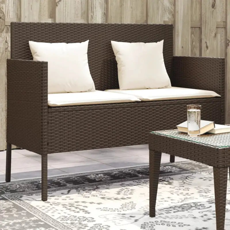Tuinbank van poly rattan met waterdichte zak voor andere spullen - Bruin / 1 - Tuinbanken