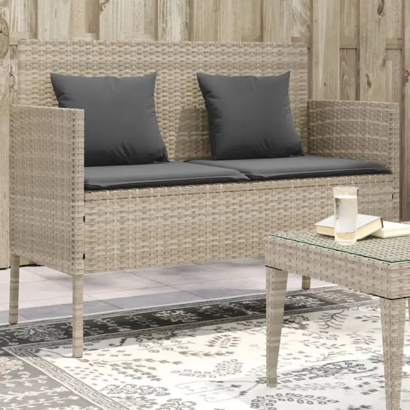 Tuinbank van poly rattan met waterdichte zak voor andere spullen - Lichtgrijs / 1 - Tuinbanken