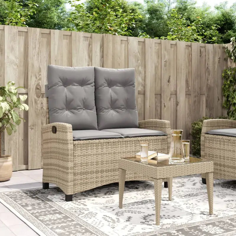 Tuinbank van poly rattan voor een comfortabele zitervaring - Beige en grijs / 105 x 66 x 93 cm / 1 - Tuinbanken
