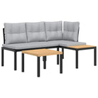 Tuinbankenset met gepoedercoat staal en warm aangebracht hout - Tuinsets