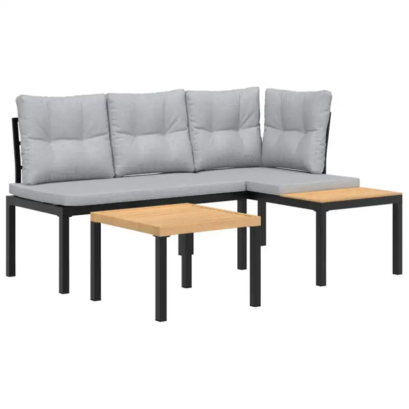 Tuinbankenset met gepoedercoat staal en warm aangebracht hout - Tuinsets