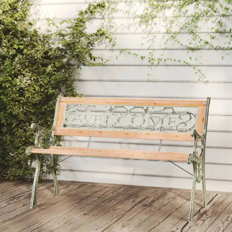 Tuinbankje met massief vurenhout en ijzeren poten als echte blikvanger - 122 cm / 1 / Welcome - Tuinbanken