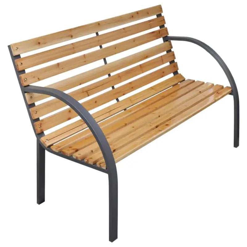 Tuinbankje met massief vurenhout en stalen poten voor buiten - Bruin / 112 cm / 1 - Tuinbanken
