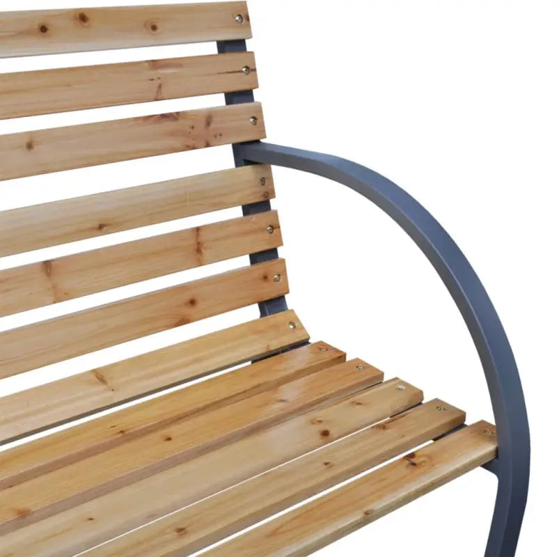 Tuinbankje met massief vurenhout en stalen poten voor buiten - Bruin / 112 cm / 1 - Tuinbanken