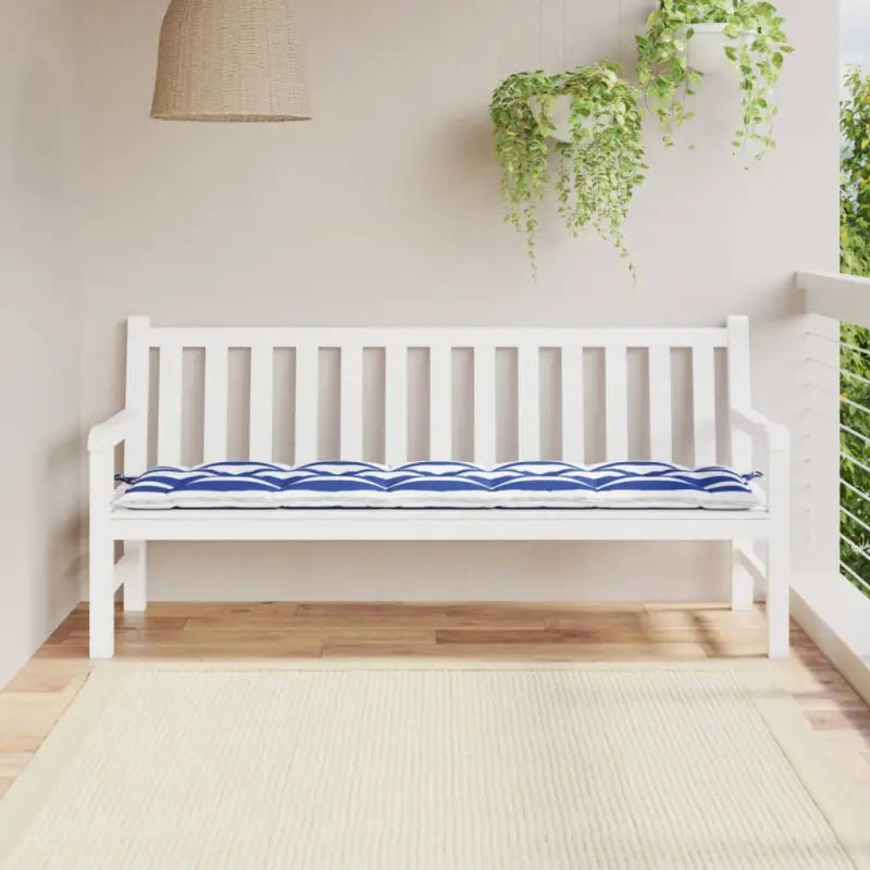 Tuinbankkussen van oxford stof voor een frisse uitstraling - Blauw en wit / 180 x 50 x 7 cm / 1 - Stoelkussens