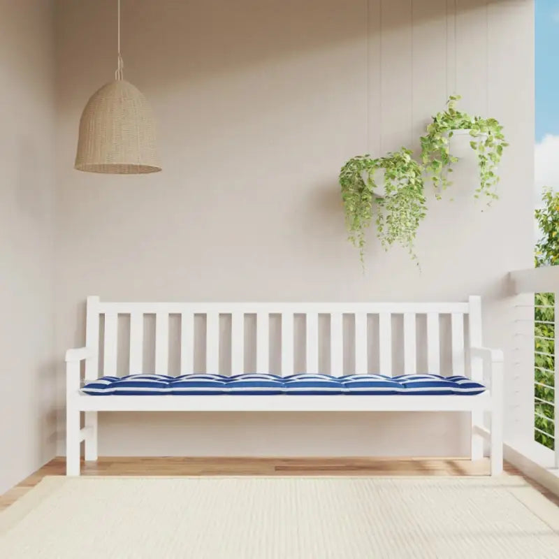 Tuinbankkussen van oxford stof voor een frisse uitstraling - Blauw en wit / 200 x 50 x 7 cm / 1 - Stoelkussens
