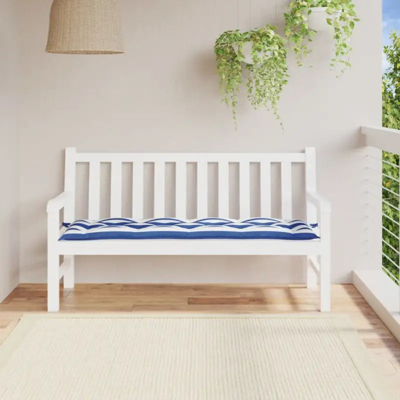 Tuinbankkussen van oxford stof voor een frisse uitstraling - Blauw en wit / 150 x 50 x 7 cm / 1 - Stoelkussens