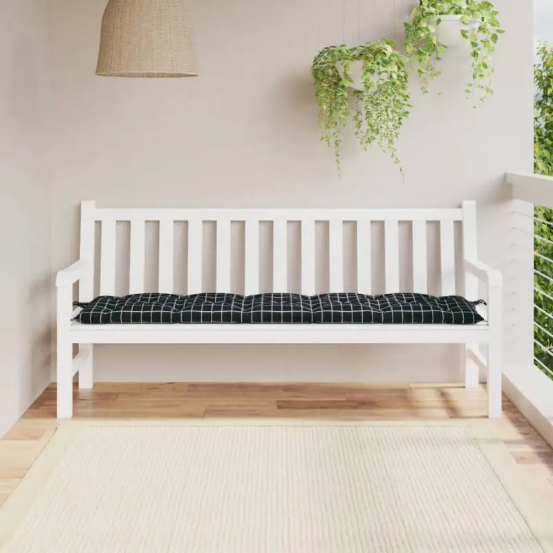 Tuinbankkussen van oxford stof voor een frisse uitstraling - Zwart ruitpatroon / 180 x 50 x 7 cm / 1 - Stoelkussens