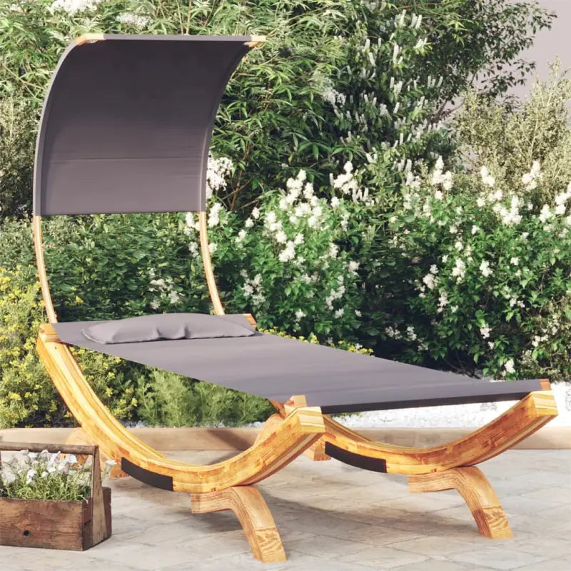 Tuinbed met luifel van massief gebogen hout voor ontspanning - Tuinbedden
