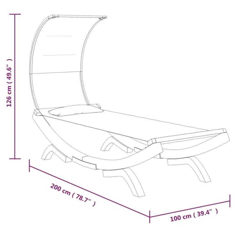Tuinbed met luifel van massief gebogen hout voor ontspanning - Tuinbedden