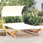 Tuinbed met luifel van massief gebogen hout voor ontspanning - Crème / 165 x 203 x 126 cm - Tuinbedden