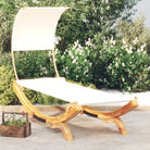 Tuinbed met luifel van massief gebogen hout voor ontspanning - Crème / 100 x 200 x 126 cm - Tuinbedden