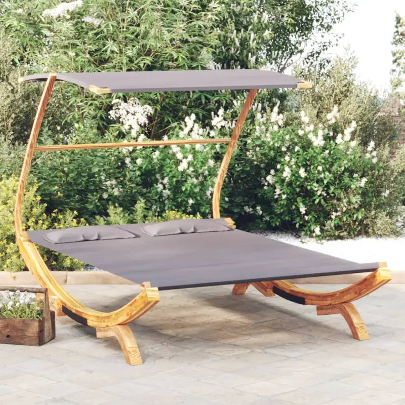 Tuinbed met luifel van massief gebogen hout voor relaxen buiten - Antraciet / 165 x 203 x 138 cm - Tuinbedden