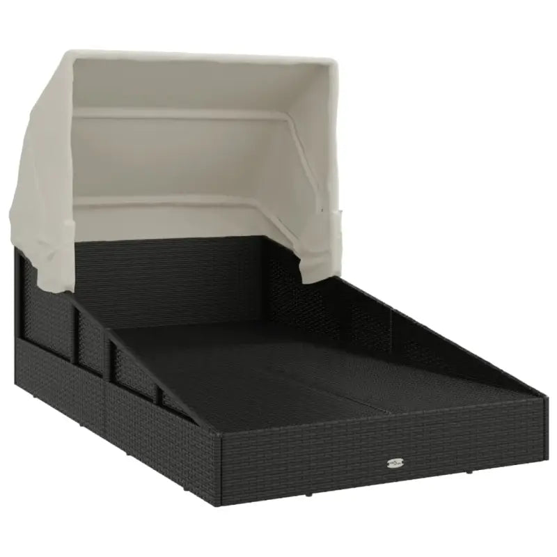 Tuinbedden ligbed met inklapbaar dak en crèmewit materiaal - Tuinbedden