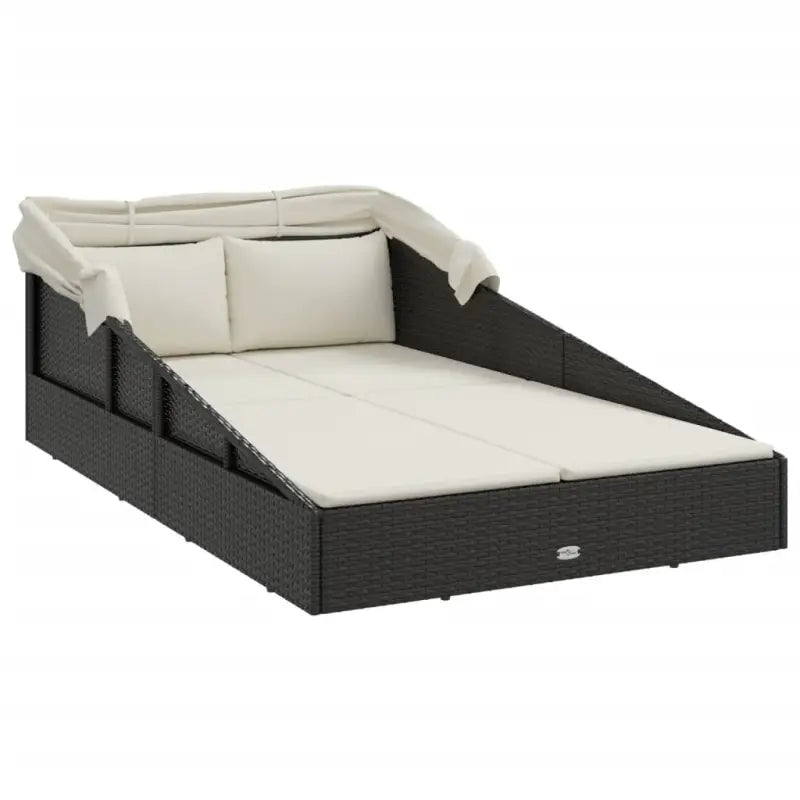 Tuinbedden ligbed met inklapbaar dak en crèmewit materiaal - Tuinbedden