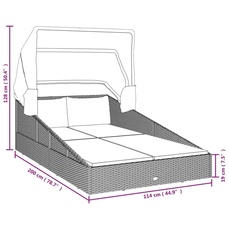 Tuinbedden ligbed met inklapbaar dak en crèmewit materiaal - Tuinbedden