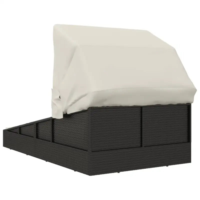 Tuinbedden ligbed met inklapbaar dak en crèmewit materiaal - Tuinbedden