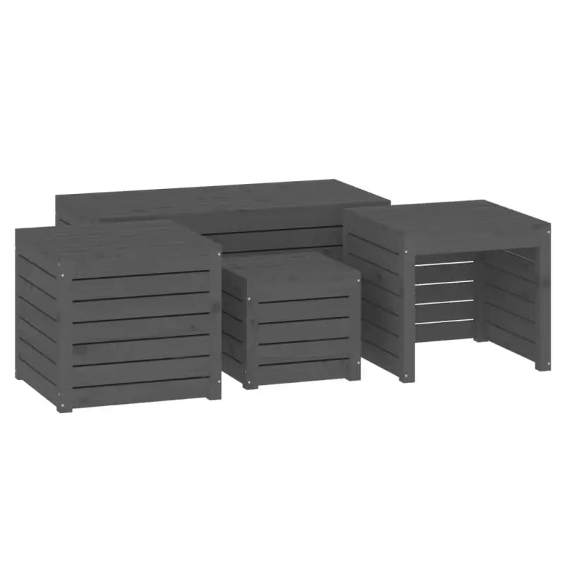 Tuinboxset van massief grenenhout met ruime afmetingen voor buitengebruik - Opbergboxen voor buiten