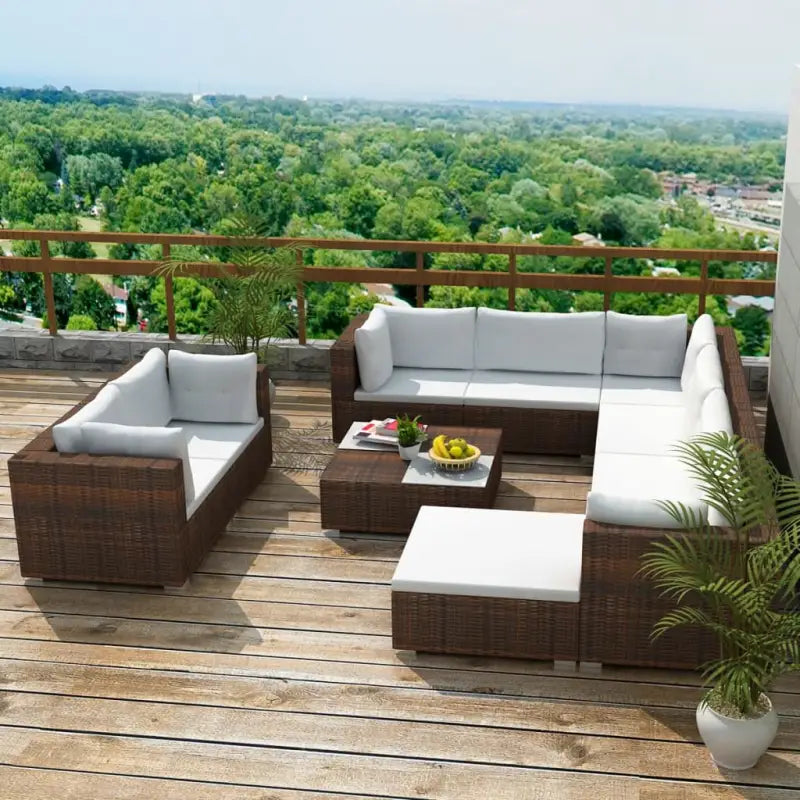 Tuininrichting met levering bevat stijlvolle rattan loungeset voor het hele jaar - Bruin - Tuinsets