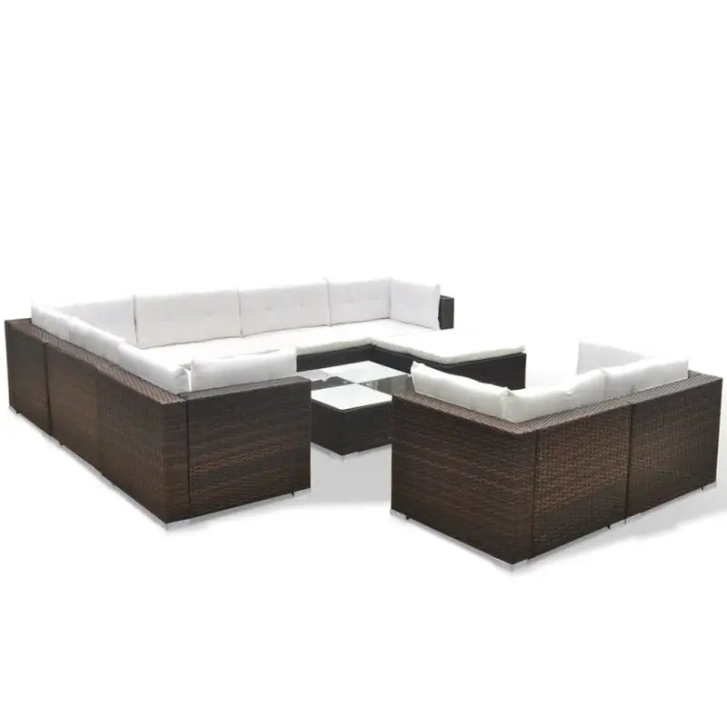 Tuininrichting met levering bevat stijlvolle rattan loungeset voor het hele jaar - Bruin - Tuinsets