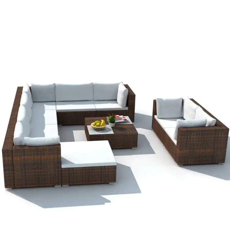 Tuininrichting met levering bevat stijlvolle rattan loungeset voor het hele jaar - Bruin - Tuinsets