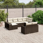Tuininzet loungeset van gepoedercoat staal in zwart voor tuin en terras - Bruin - Tuinsets