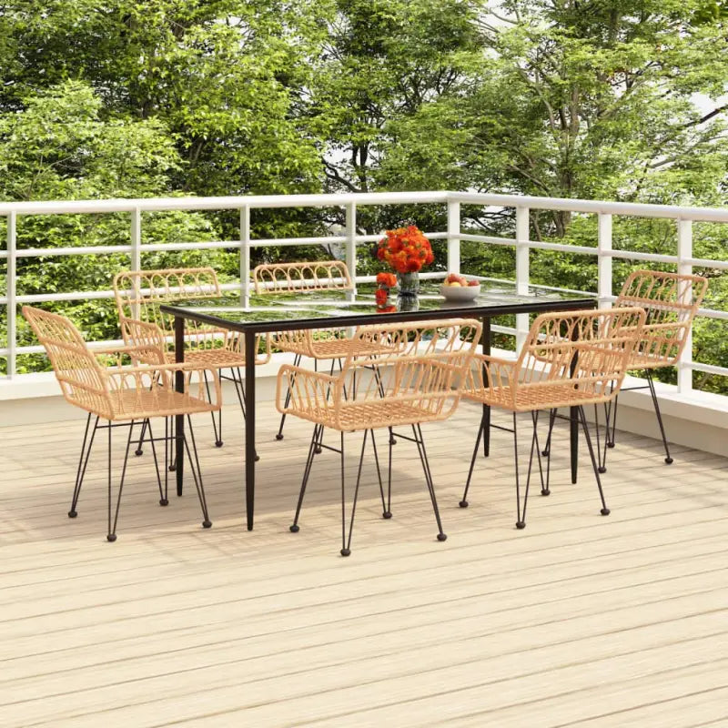 Tuininzet met poly rattan en gehard glas eenvoudig schoon - Bruin / 160 x 80 x 74 cm - Tuinsets
