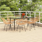 Tuininzet met poly rattan en gehard glas eenvoudig schoon - Tuinsets