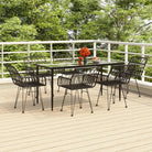Tuininzet met poly rattan en gehard glas eenvoudig schoon - Zwart / 160 x 80 x 74 cm - Tuinsets