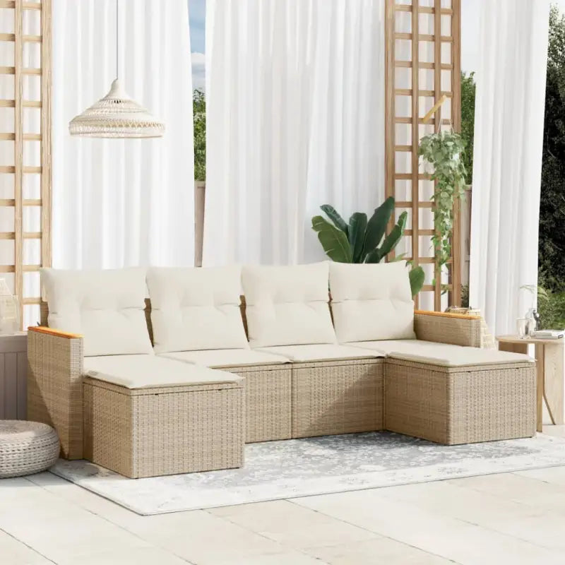Tuinkussen loungeset van gepoedercoat staal met beige materiaal - Tuinsets