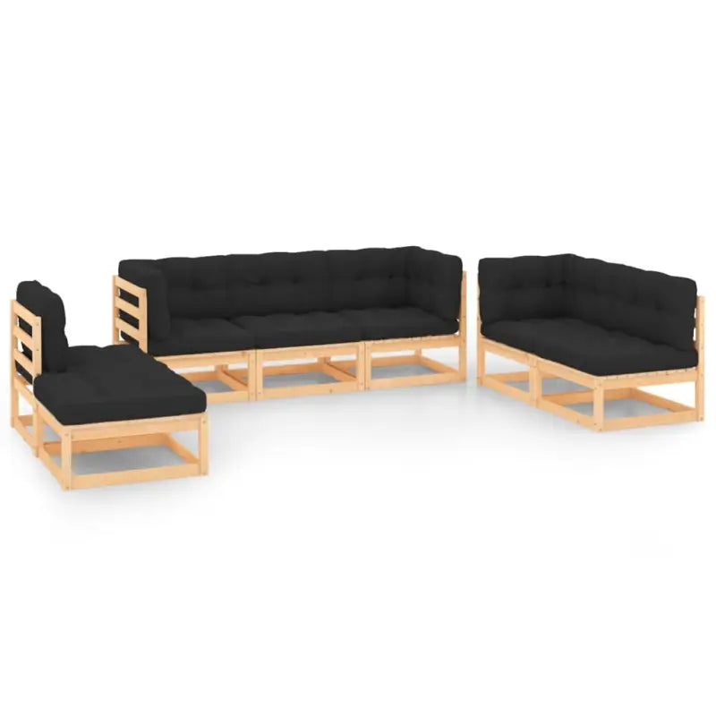 Tuinnset met massief grenenhout en comfortabele rug- zijkussens - Naturel en antraciet / Ja - Tuinsets