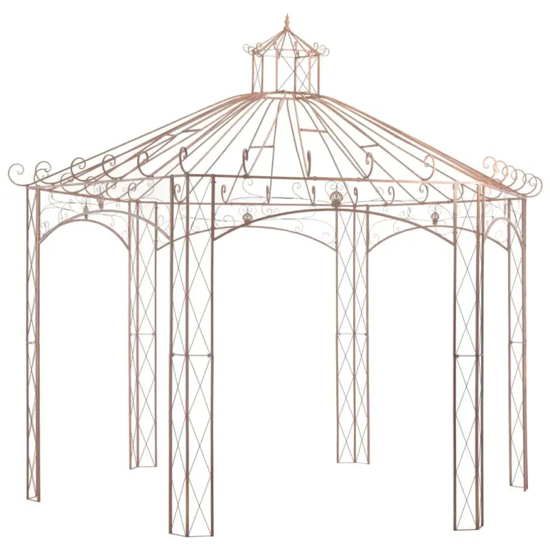 Tuinpaviljoen van smeedijzer met schaduw en klimhouten ondersteuning - Bruin / 4 m - Partytenten & prieëlen