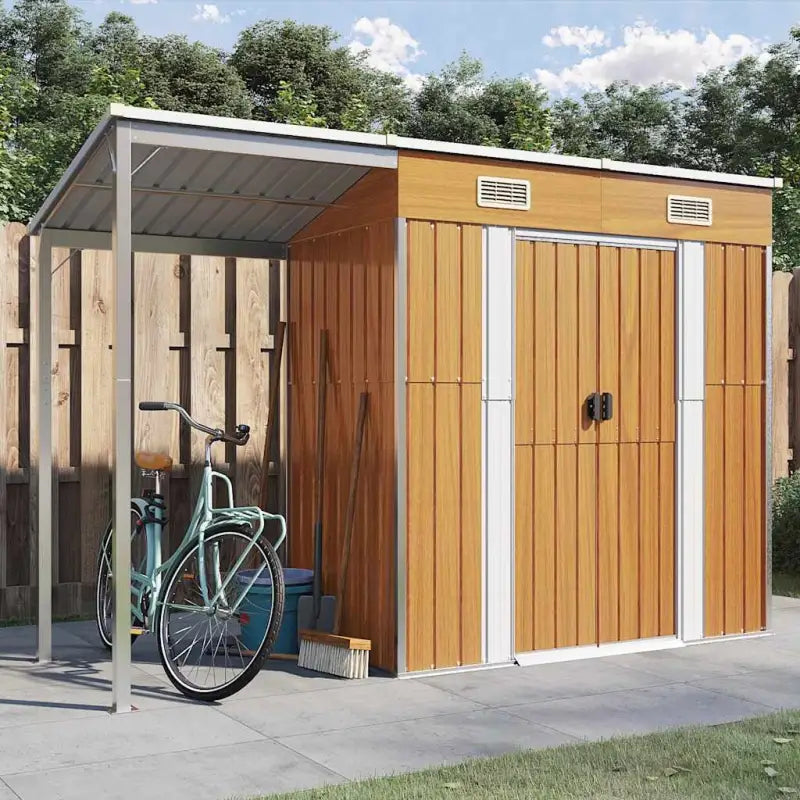Tuinschuur met verlengd dak van gegalvaniseerd staal voor extra opslagruimte - Tuinhuizen