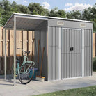 Tuinschuur met verlengd dak van gegalvaniseerd staal voor extra opslagruimte - Lichtgrijs / 1 - Tuinhuizen