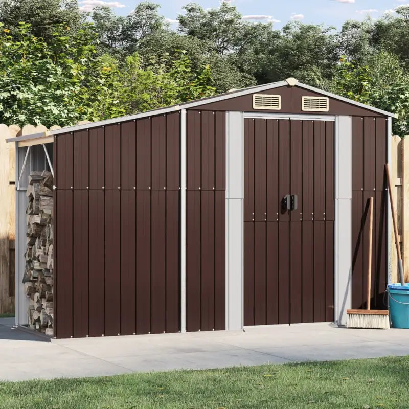 Tuinschuur van gegalvaniseerd staal voor extra opbergruimte en bescherming - Bruin / 277 x 107 x 179 cm / 1 - Tuinhuizen