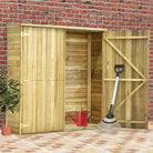 Tuinschuur van geïmpregneerd grenenhout met dubbele deur en ruime opbergruimte - Bruin / 163 x 50 x 171 cm / 1