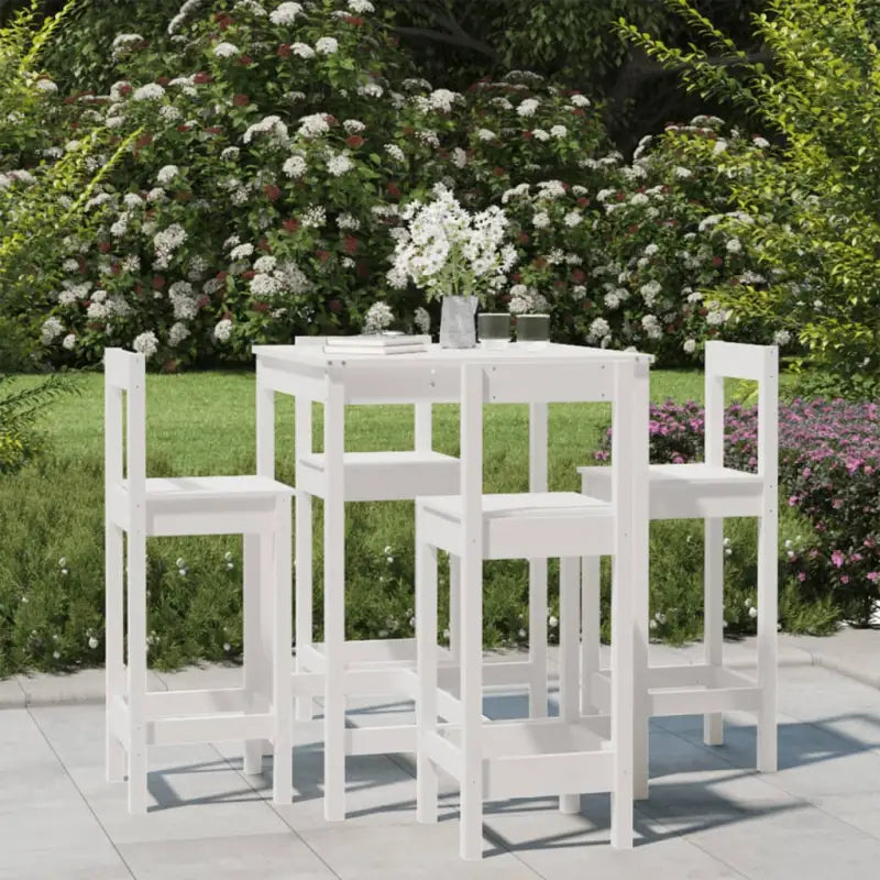 Tuinset gemaakt van massief grenenhout voor gezellige buitenmomenten - Wit - Tuinsets