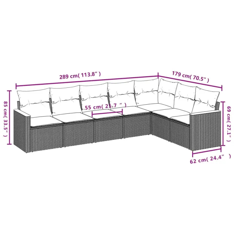 Tuinset in beige materiaal met gepoedercoat staal en afmetingen - Tuinsets