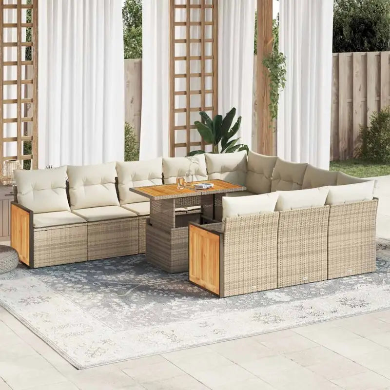 Tuinset in beige materiaal met gepoedercoat staal en comfortabele afmetingen - beige en crèmekleurig / met opbergruimte