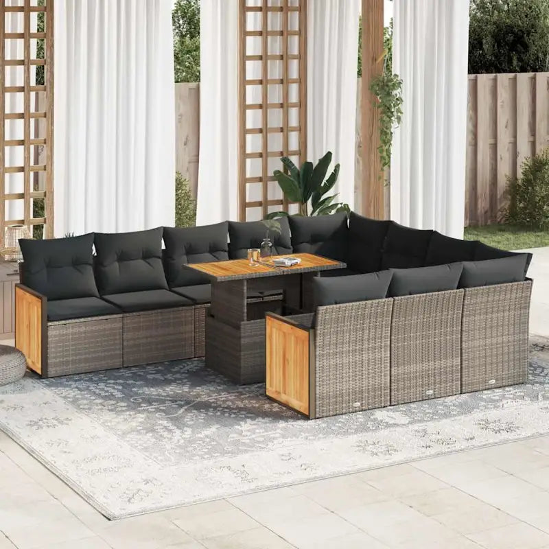Tuinset in beige materiaal met gepoedercoat staal en comfortabele afmetingen - Grijs / met opbergruimte - Tuinsets