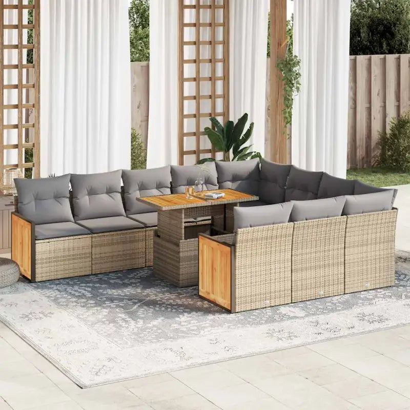 Tuinset in beige materiaal met gepoedercoat staal en comfortabele afmetingen - Beige en grijs / met opbergruimte