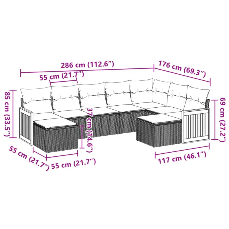 Tuinset in beige материала met gepoedercoat staal en afmetingen - Tuinsets