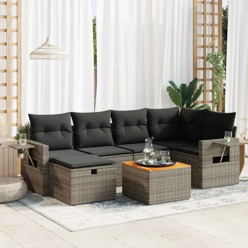 Tuinset in gemengd beige materiaal voor comfortabele buitenruimte - Grijs / met opbergruimte - Tuinsets